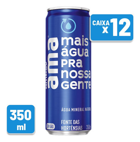 12 Agua Mineral Ambev Ama Sem Gas Lata Pack Em Lata 350ml