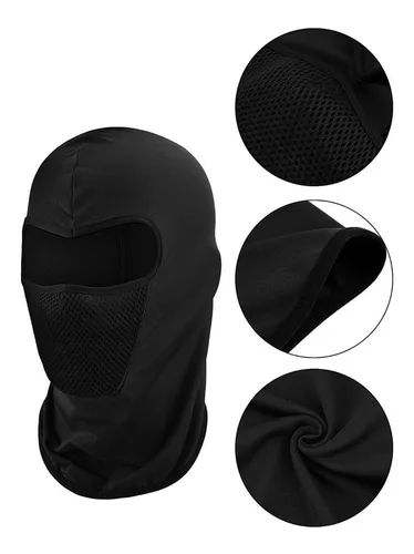 Pasamontaña Balaclava Capucha Mascara Moto Deporte Invierno Color Negro Diseño De La Tela Lisa Talle Único