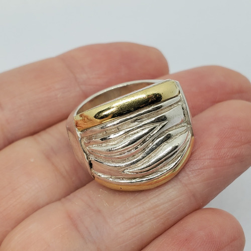 Imagen 2 de 9 de Anillo Plata Y Oro Macizo