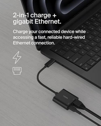 Adaptador De Carga Y Conexión De Belkin Usb-c A Ethernet De