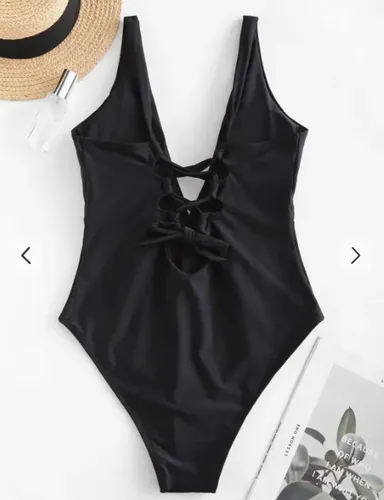 Zaful Ba ador Bikini Una Pieza Tirantes Cruzados Ajustables