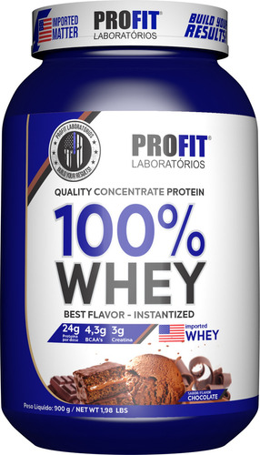 Whey Concentrado 100% Premium Profit Pote 900g Sabor Chocolate