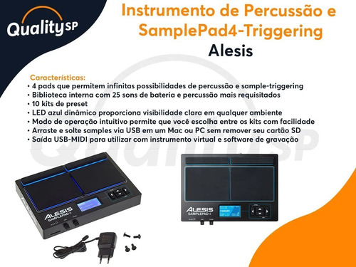 Imagem 10 de 10 de Alesis Samplepad 4 Percussão Bateria Eletronica Midi Usb