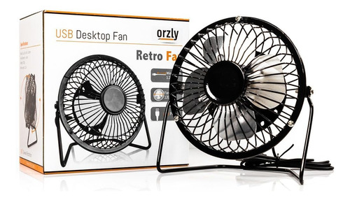 Orzly Usb Fan Retro Mini Aluminio 1x Negro Ventilador De Esc