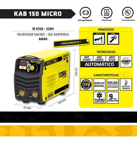 Maquina Solda Inversora 150a 220v Kab150 Supertork