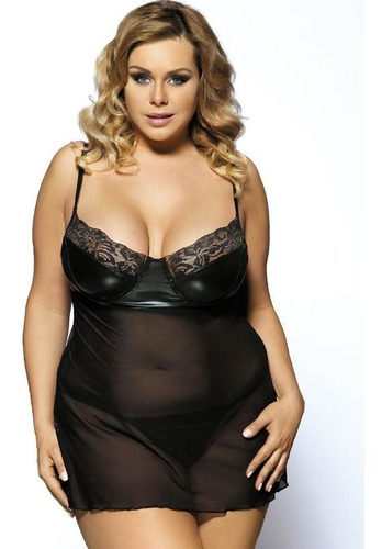 Babydoll Talle Grande Hasta 7xl Negro  Lencería Sexy Bb146