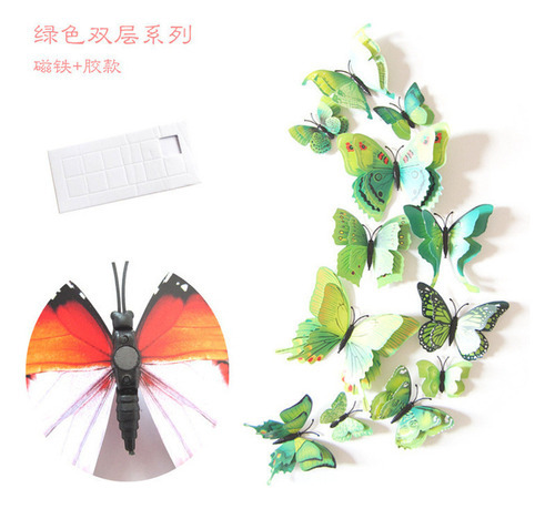 108 Pegatinas De Mariposas 3d Para Decoración De Pared Color Verde