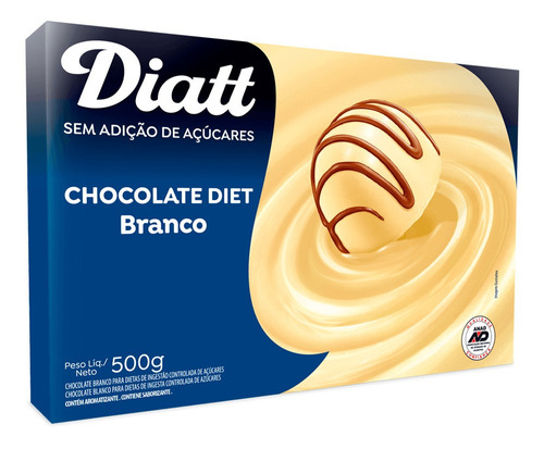 Barra Chocolate Diet Chocolate Branco 500g - Diatt