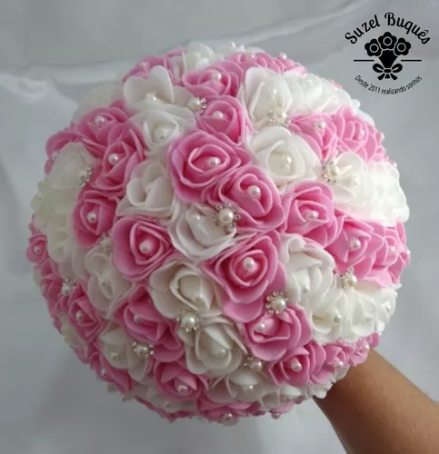 Buquê / Bouquet De Noiva Casamentos - Eva - Rosa E Branco
