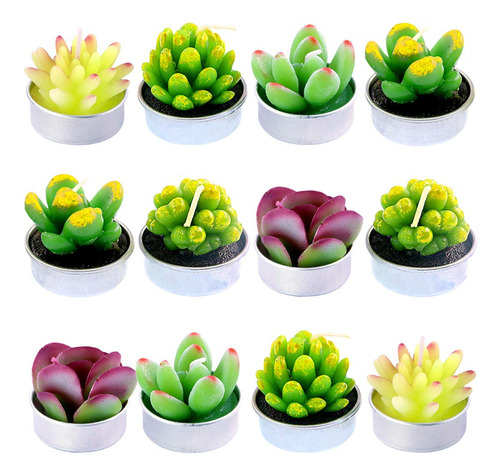 Swpeet Juego De 12 Velas Decorativas De Cactus Suculentas, .