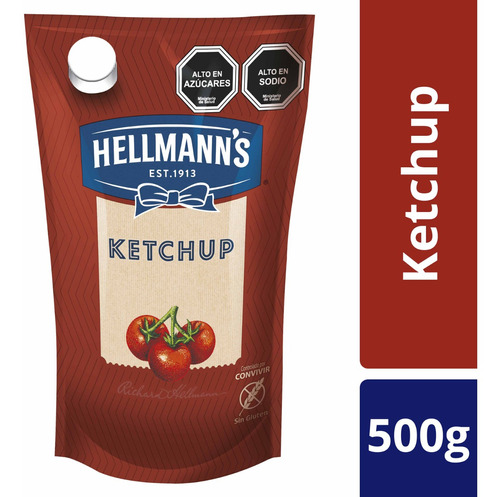 Imagen 1 de 2 de Hellmann's Ketchup Regular Doypack 500gr