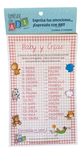 Juego Para Baby Shower Baby Crías Niña 12 Personas