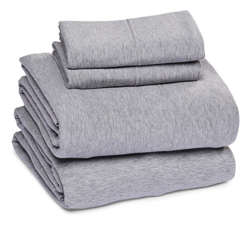 Juego De Sábanas De Algodón 4 Piezas Matrimonial Gris Claro