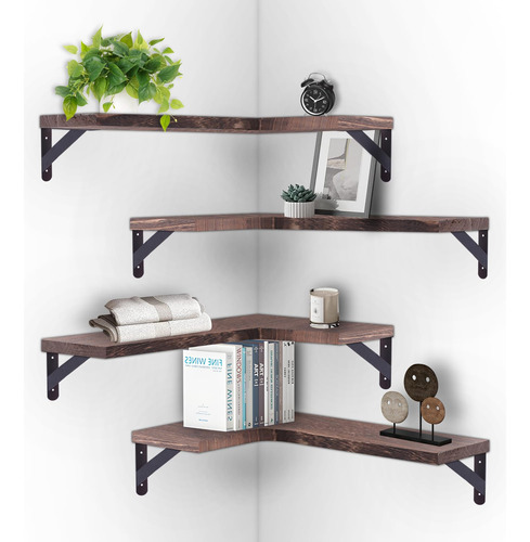 Mrxbn Corner Floating Shelves Wall Mounted Set Of 4 Dark