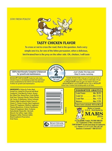 Imagen 2 de 7 de Snacks Gatos Galletas De Pollo Temptations Cat 85g