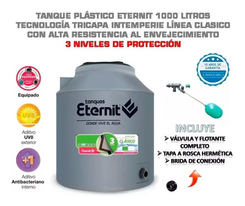 Tanque Agua Eternit Tricapa 1000 Litros Completo + Envio