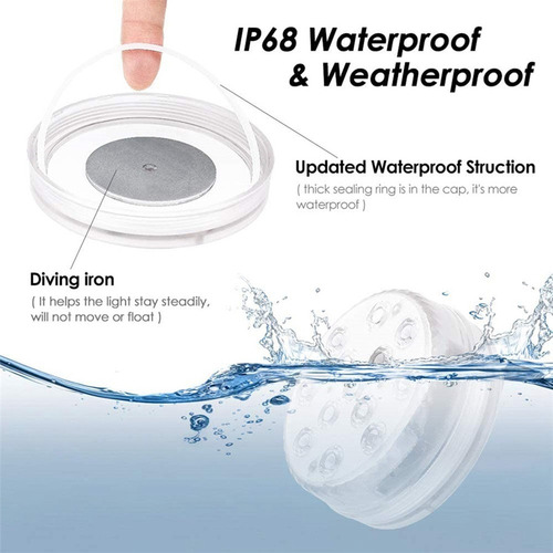 . Ip68 Impermeable Piscina Lámpara Led Funciona Con Batería