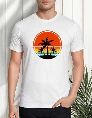 Playera Blanca Camiseta Unisex Estampado Playa