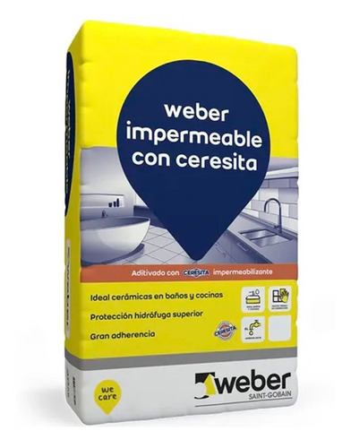 Pegamento Cerámicas Impermeable Weber Con Ceresita 10kg