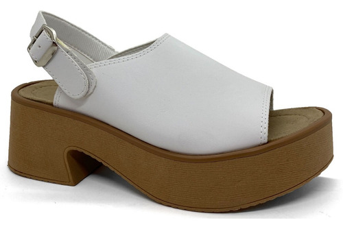 Imagen 2 de 6 de Sandalias Plataforma Mujer Zueco Zapato Taco 6 Cm Faja 410