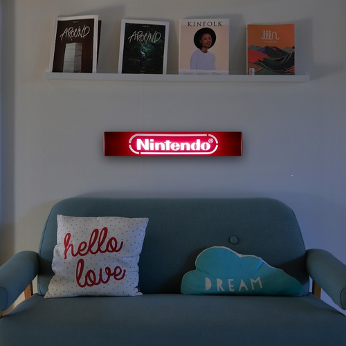 Nintendo Letrero Luminoso Led 45cm Lampara Pared Señal Gamer