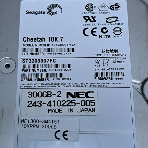 Disco Rígido Seagate Cheetah St3300007fc 300gb 10k.7 (Usado)