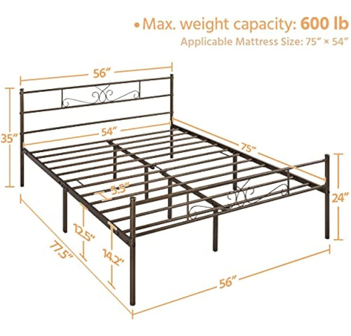 Base De Cama Matrimonial Yaheetech Color Bronce