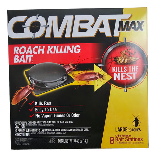 Mata Cucarachas Combat Max 8 Trampas De Cebo Americanas