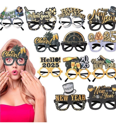 2pcs New Year Glasses Party Decoration Frames