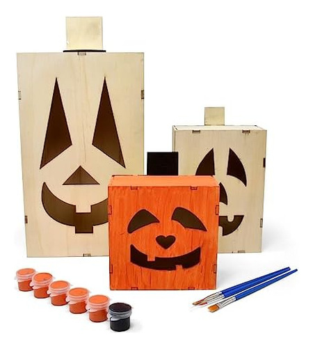 Halloween Pumpkin Wood Paint Craft Kit Set Of 3 Sizes J...