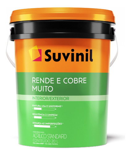 Tinta Rende & Cobre Muito 20l Branco Suvinil Acabamento Fosco Cor Branco/neve