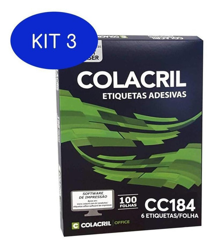 Kit 3 Etiqueta Em Folha 84,7 X 101,6mm 100fls Colacril