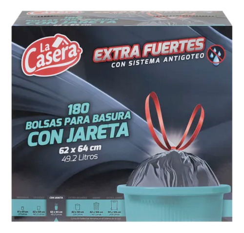 Bolsas Para Basura Con Jareta 180pzas 49.2l La Casera