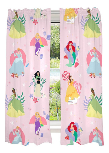 Disney Princess Kids Room Window Curtains Drapes Set, 82 In 