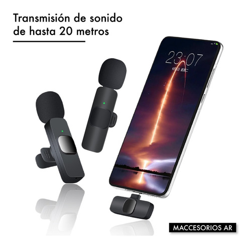 Microfono Inalambrico Periodista 2 Mic Celular Usb Tipo C