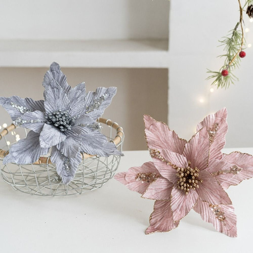 Flores Artificiales Navideñas De 26 Cm, Regalo De Navidad