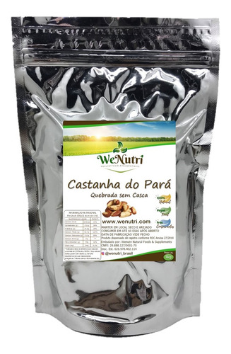 Castanha Do Pará Quebrada Sem Casca Wenutri 500g