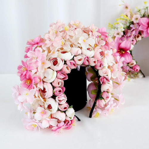 Cw Diadema De Flores China Han, Elegante Floral For Fiestas