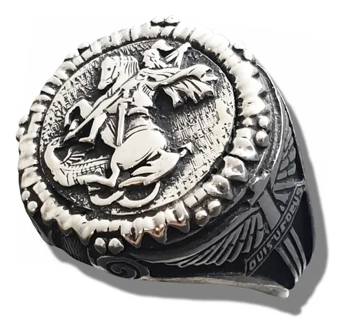 Anillo San Jorge Y Espada Miguel Plata 1,9 Cm 15 Gr Art 1368
