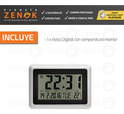 Imagen 5 de 8 de Reloj De Pared Grande Lcd Temperatura Fecha Snooze Alarma