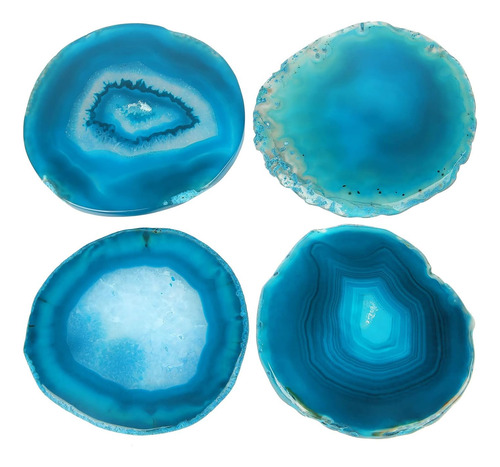 Posavasos De Ágata Azul Para Mesa De Café, Juego De 4 De De
