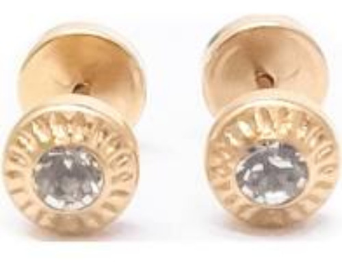 Imagen 2 de 9 de Aritos Abridores Oro 18k. Piedra Cubick Engarzada Garantía