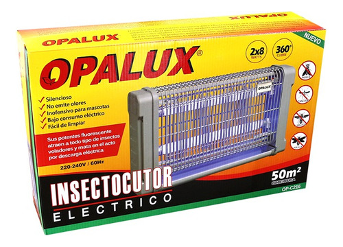 Insectocutor Electrico T/barra 16w, 2 Tubosx8w/t8  Opalux  2