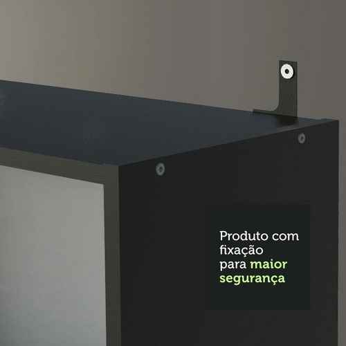 Estante Livros Home Sala Madesa 6907 Com 3 Nichos - Preto