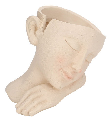 Maceta Con Cabeza De Resina, Cara, Flor, Sleeping Girl High
