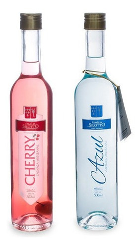Imagem 1 de 3 de Kit 02 Cachaças Artesanais Azul E Rosa Cherry Silotto