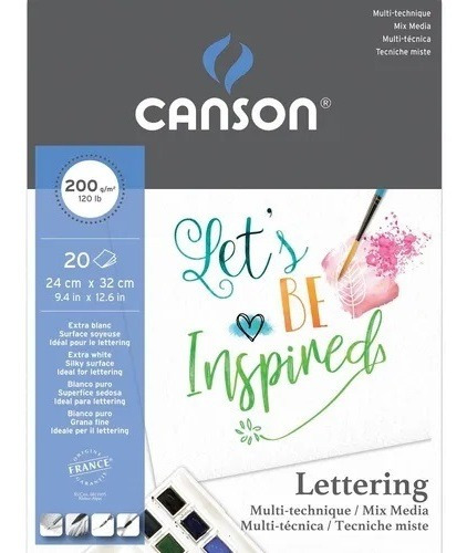 Bloco Papel Canson Lettering Mix Media 200g A4 20 Folhas