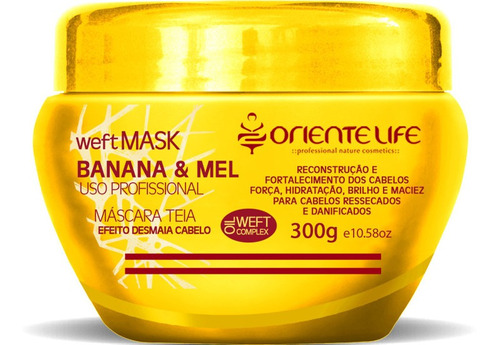 1 Máscara Banana E Mel Efeito Teia 300 Gr Oriente Life Otimo