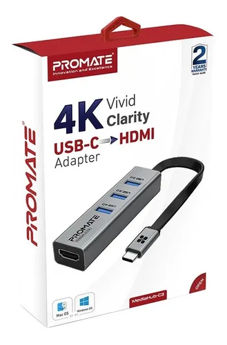 Hub Usb-c 3.0 Hdmi 4k Usb 3.0 5gbps Mediahub-c3 Backup