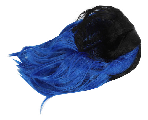 Peluca De Pelo Azul Negro Para Cosplay, Color Corto, Uso Fir